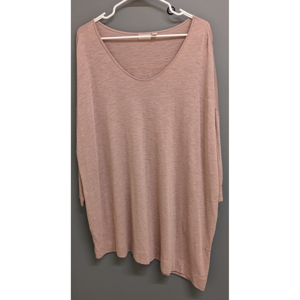 LOGO Lori Goldstein V Neck Tunic Womens 1X Shirt Pockets Asymmetrical Stretch